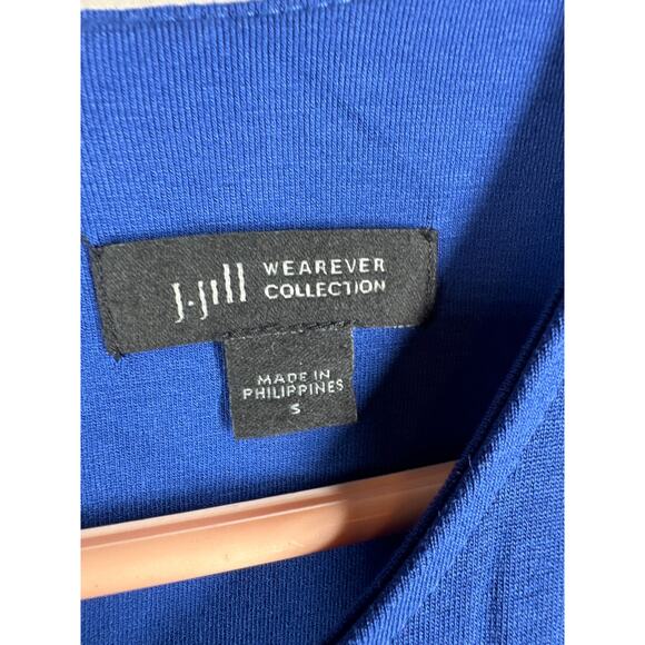 J.‎ JILL Wearever Ballet Sleeve Dress 3/4 Knee Length Stretch Blue Size Small - Picture 2 of 5